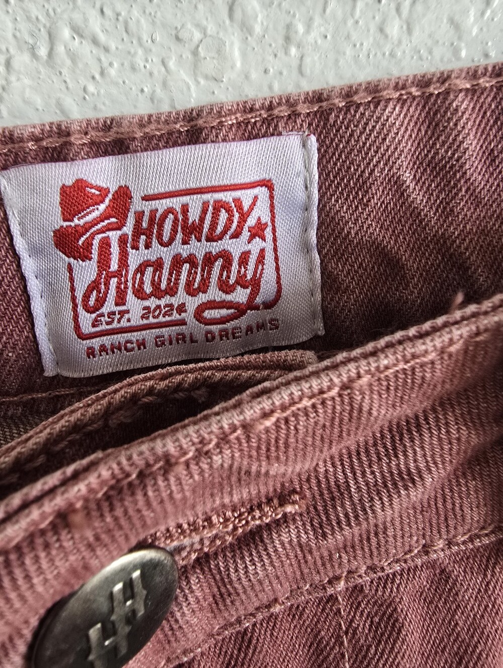 Howdy Hanny Western Denim Shorts Size XL Rust Pink NWT - Picture 6 of 9